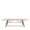 Huppe Connection 98 Glass Top Dining Table In Natural Walnut / Charcoal