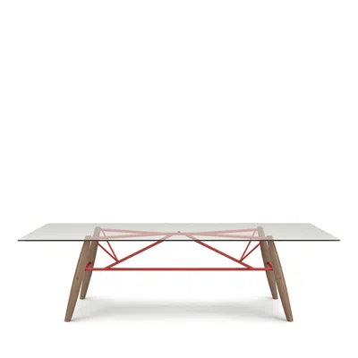 Huppe Connection 98 Glass Top Dining Table In Natural Walnut / Charcoal