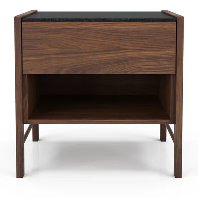 Huppe Frida One Drawer Nightstand With Natural Stone In Brown