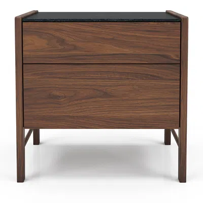 Huppe Frida Two Drawer Nightstand With Natural Stone In Brown