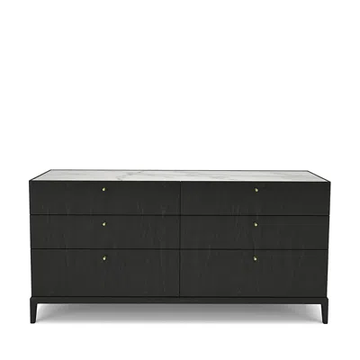 Huppe Hemrik 6-drawer Chest In Blackened Birch/ Ceramic