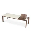 Huppe Magnolia 76 Extension Lacquered Glass Top Dining Table In Glass/light Natural