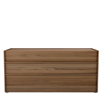 Huppe Six Drawer Dresser In Light Natural Walnut / Cream Glass