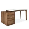 Huppe Swan Glass Top Work Desk In Light Natural Walnut / Cream Glass
