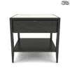 Huppe Winston 1-drawer Night Table In Blackened Birch/ Cream Acid Etched Glass