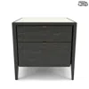 Huppe Winston 2-drawer Night Table In Blackened Birch/ Cream Acid Etched Glass