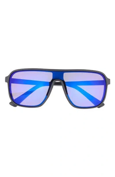 Hurley 133mm Oversize Polarized Shield Sunglasses In Blue
