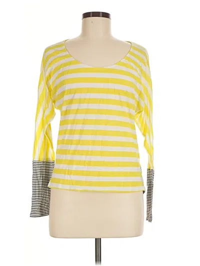 Pre-owned Hurley 3/4 Sleeve Top Yellow Boatneck Tops