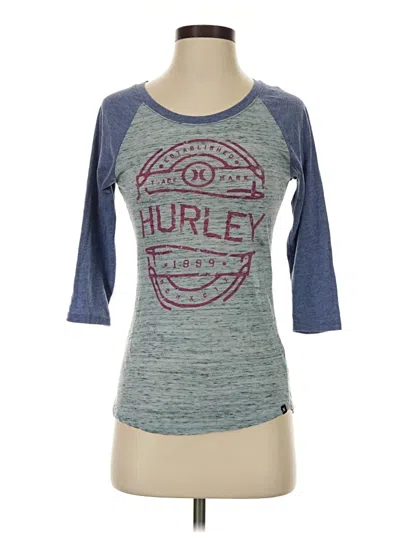 Pre-owned Hurley 3/4 Sleeve T-shirt In Blue