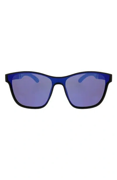 Hurley 50mm Square Shield Polarized Sunglasses In Black/blue