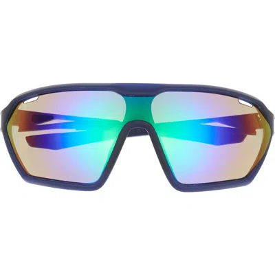 Hurley 51mm Polarized Angular Shield Sunglasses In Blue