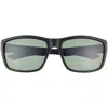 Hurley 52mm Beveled Polarized Rectangular Wrap Sunglasses