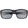 Hurley 52mm Beveled Polarized Rectangular Wrap Sunglasses In Black