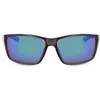 Hurley 52mm Beveled Polarized Rectangular Wrap Sunglasses In Blue