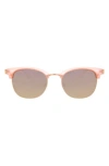 Hurley 52mm Retro Half Rim Sunglasses In Crystal Blush