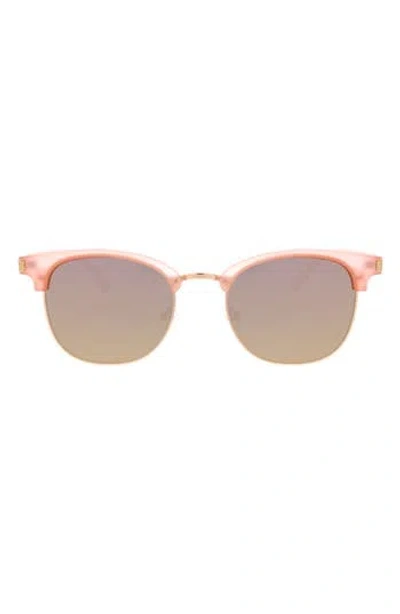 Hurley 52mm Retro Half Rim Sunglasses In Crystal Blush