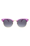 Hurley 52mm Retro Half Rim Sunglasses In Crystal Lilac