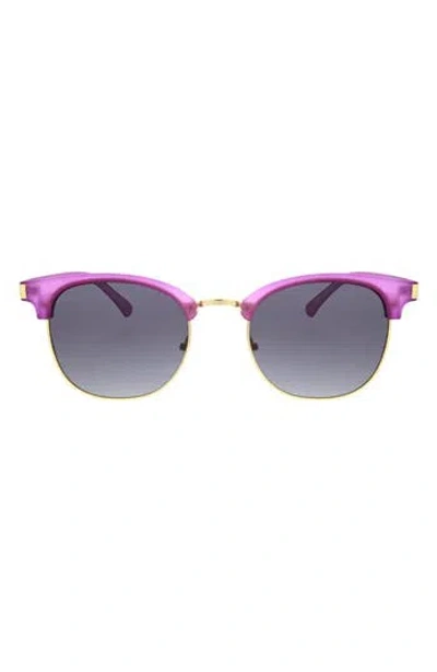 Hurley 52mm Retro Half Rim Sunglasses In Crystal Lilac