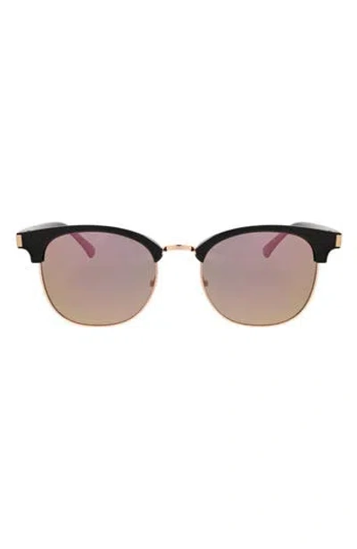 Hurley 52mm Retro Half Rim Sunglasses In Matte Black