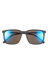 Hurley 55mm Polarized Square Sunglasses In Rubberized Black
