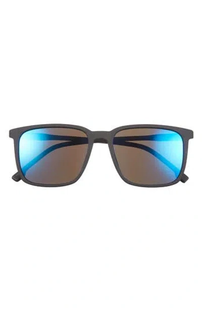 Hurley 55mm Polarized Square Sunglasses In Rubberized Black