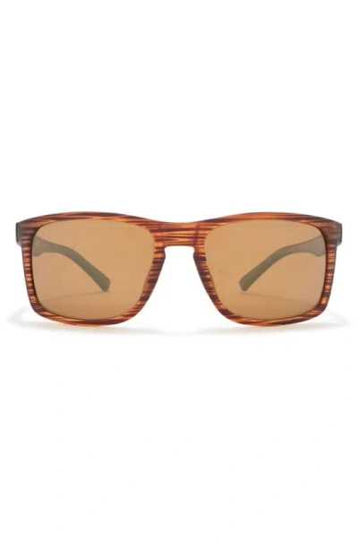 Hurley 56mm Polarized Rectangular Sunglasses In Brown Striated