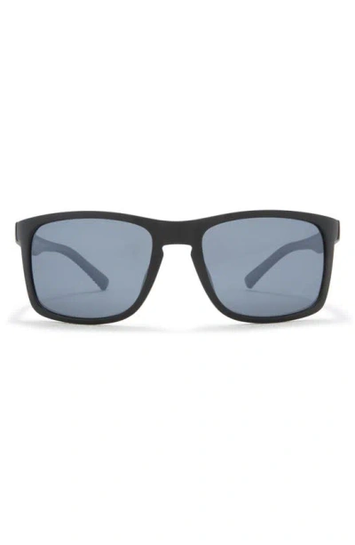 Hurley 56mm Polarized Rectangular Sunglasses In Rubberize Black/ Smoke