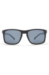 Hurley 56mm Polarized Rectangular Sunglasses In Rubberize Black/smoke