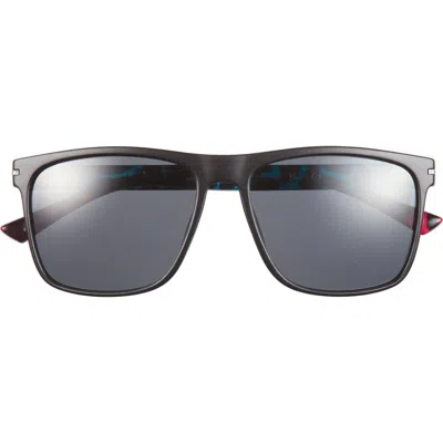 Hurley 56mm Polarized Square Sunglasses In Matte Black