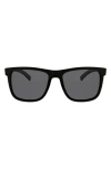 Hurley 56mm Polarized Square Sunglasses In Matte Black