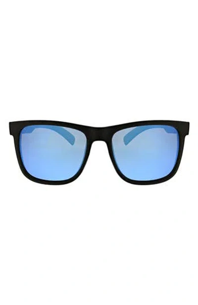 Hurley 56mm Polarized Square Sunglasses In Matte Black/blue