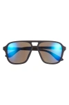 Hurley 57mm Polarized Aviator Sunglasses In Black/ Blue
