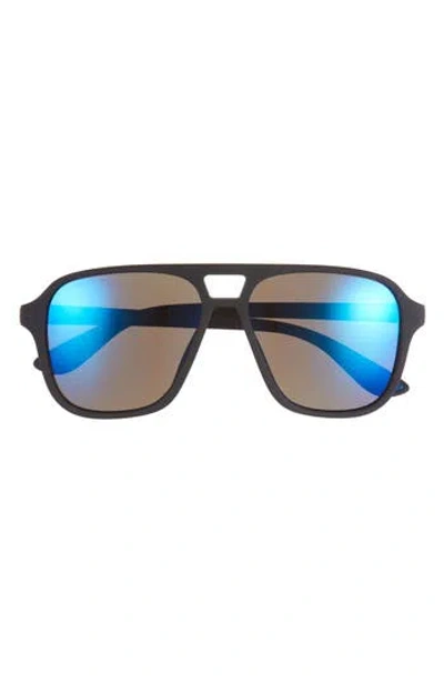 Hurley 57mm Polarized Aviator Sunglasses In Black/blue