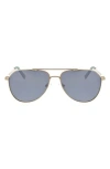Hurley 60mm Polarized Round Sunglasses In Gold/blue