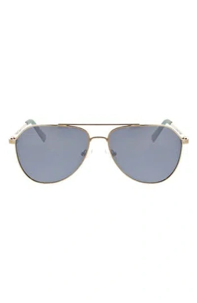Hurley 60mm Polarized Round Sunglasses In Gold/blue