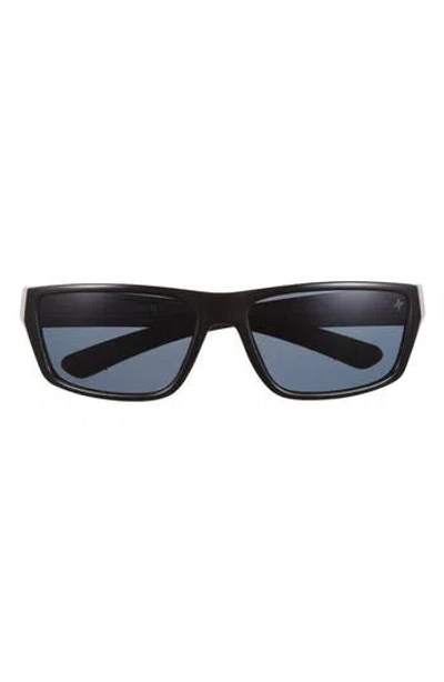 Hurley 60mm Polarized Wraparound Sunglasses In Black