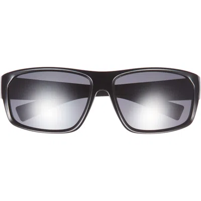 Hurley 64mm Mod Wrap Polarized Sunglasses In Black