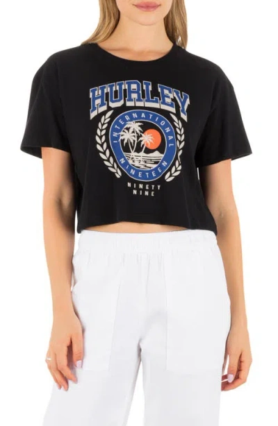 Hurley Academy Graphic Boxy Crop T-shirt In Black
