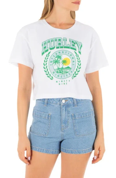 Hurley Academy Graphic Boxy Crop T-shirt In White
