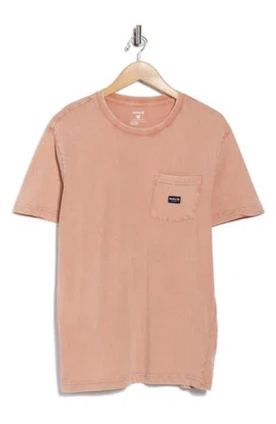 Hurley Acid Wash Cotton Pocket T-shirt In Brown