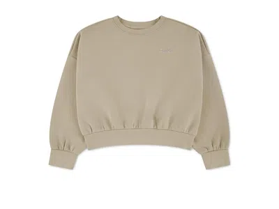 Hurley All Day Crew Neck Sweatshirt (big Kid) Girl's Sweatshirt Playa Sand : Sm (7 Big Kid), Elastane/polye In Brown