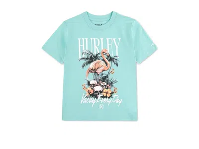 Hurley All Day Vacay T-shirt (little Kid) Boy's T Shirt Jelly Mint : 5 Little Kid, Cotton/polyester In Blue