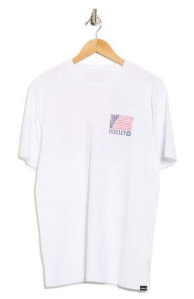 Hurley Ameribarrel Logo Cotton Graphic T-shirt In White