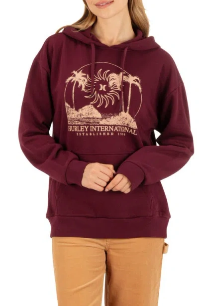Hurley Arcipelago Oversize Hoodie In Burgundy