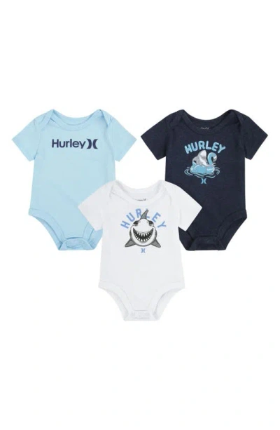 Hurley Babies' Assorted 3-pack Bodysuits In Multi
