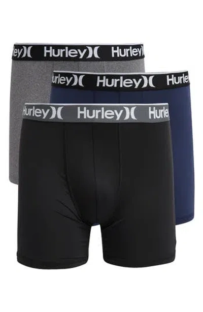 Hurley Assorted 3-pack Boxer Briefs In Navy/grey