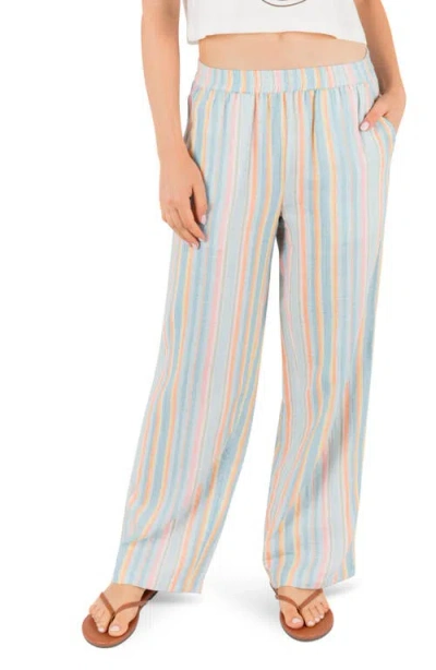 Hurley Avalon Stripe Cotton Gauze Wide Leg Pants In Multi