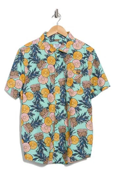 Hurley Bahia Short Sleeve Cotton Button-up Shirt In Green
