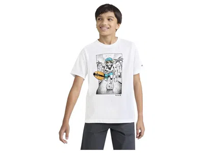 Hurley Beach Monkey Short Sleeve T-shirt (big Kid) Boy's T Shirt White : Sm (8 Big Kid), Cotton/polyester