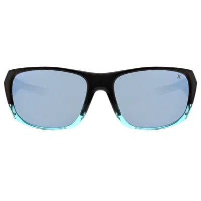Hurley Beveled 59mm Polarized Sunglasses In Black/aqua